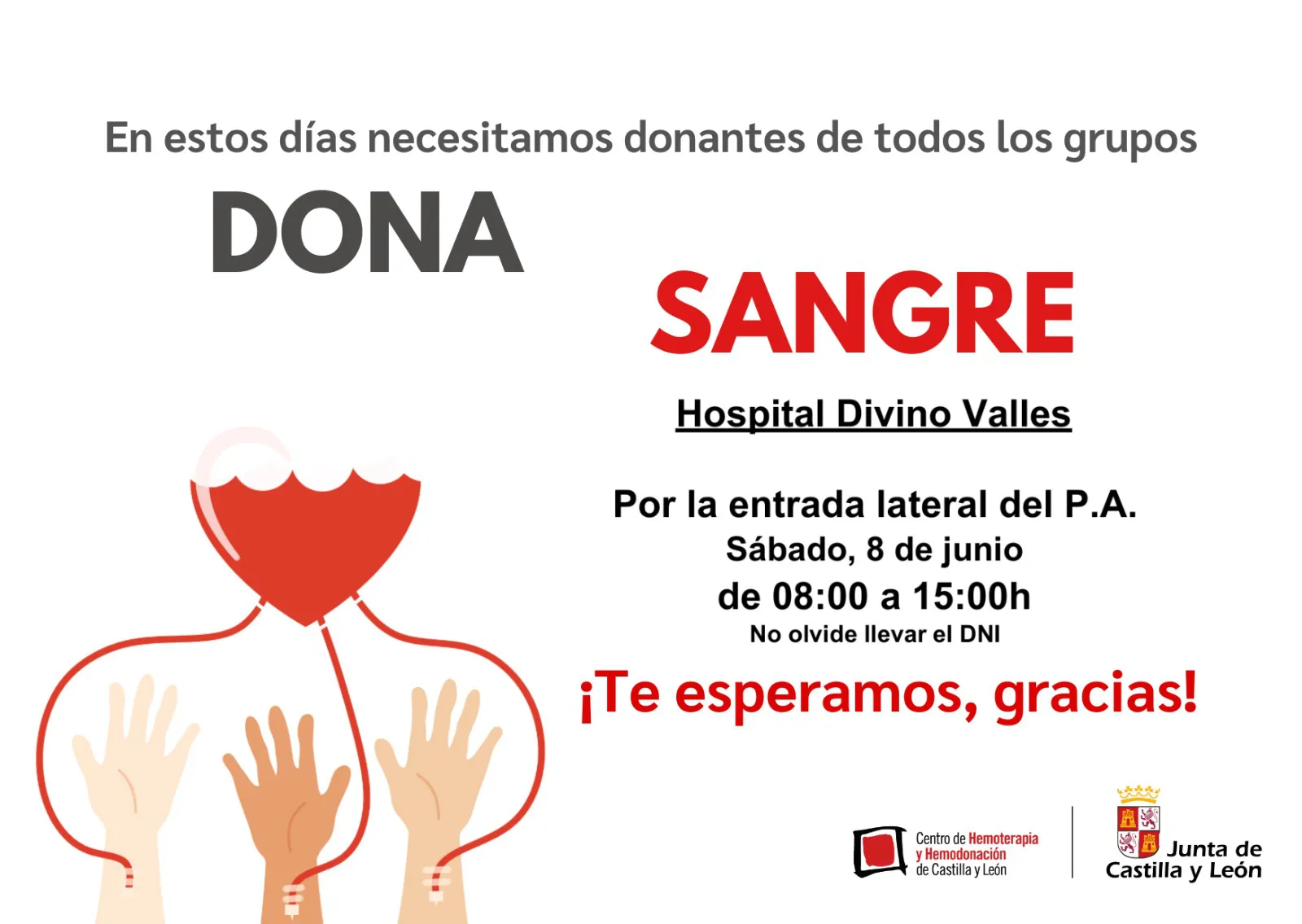 Donación urgente de sangre este sábado en el Divino Vallés