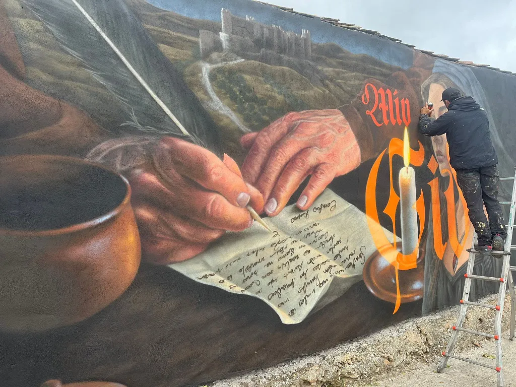 Gran mural Cidiano en el barrio de Cortes en Burgos