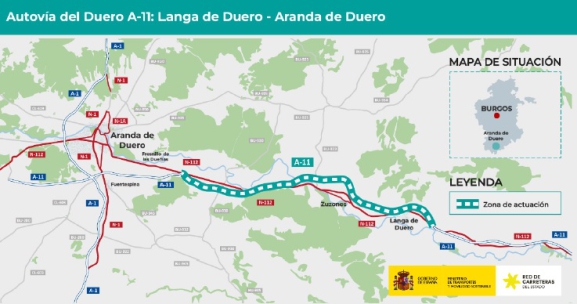 Transportes formaliza por 180,8 millones de &euro; las obras de la A-11 entre Langa de Duero y Aranda de Duero