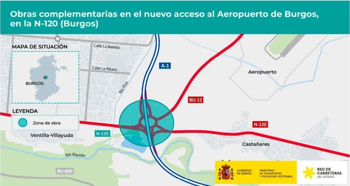 Inician la ejecución de las obras complementarias del nuevo acceso por carretera al aeropuerto de Burgos