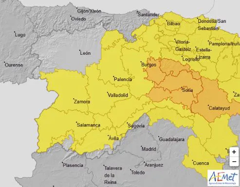 Aviso naranja en la provincia de Burgos por fuertes lluvias y tormentas