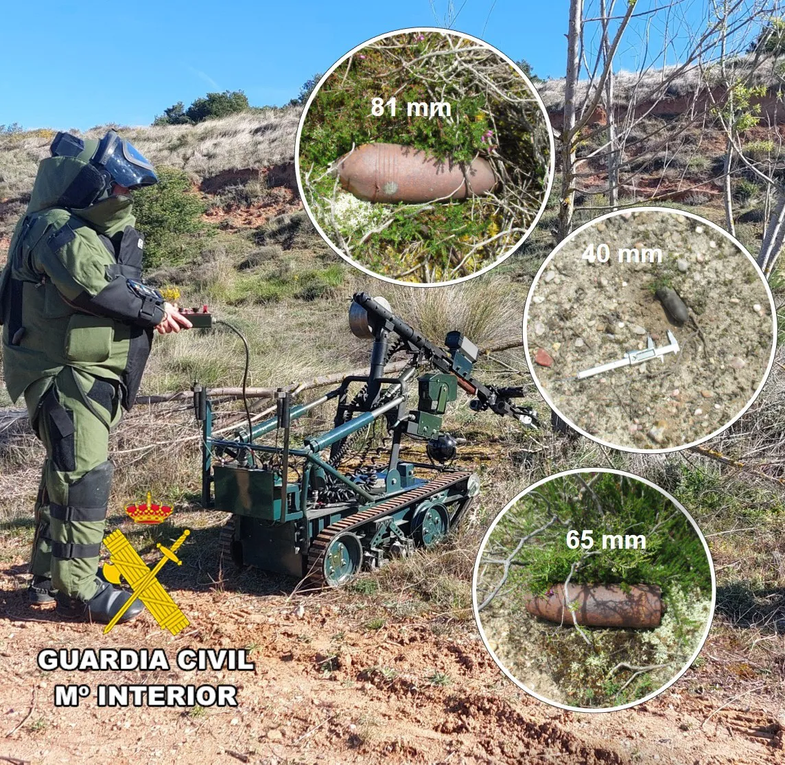 El GEDEX destruye varios artefactos militares hallados en una gravera en el Alfoz de Burgos