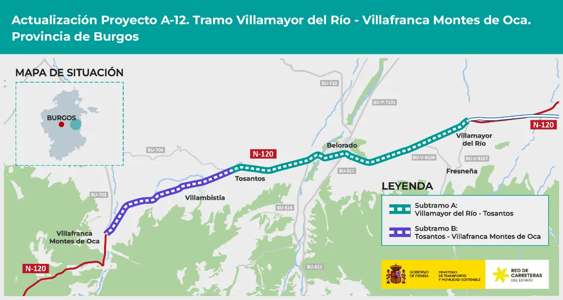 Un proyecto de 2,8 millones de euros para construir el nuevo tramo de la A-12 entre Villamayor del Río y Villafranca Montes de Oca
