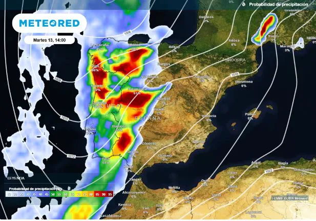 Meteored advierte de la llegada de un río de humedad que reforzará las lluvias en varias comunidades