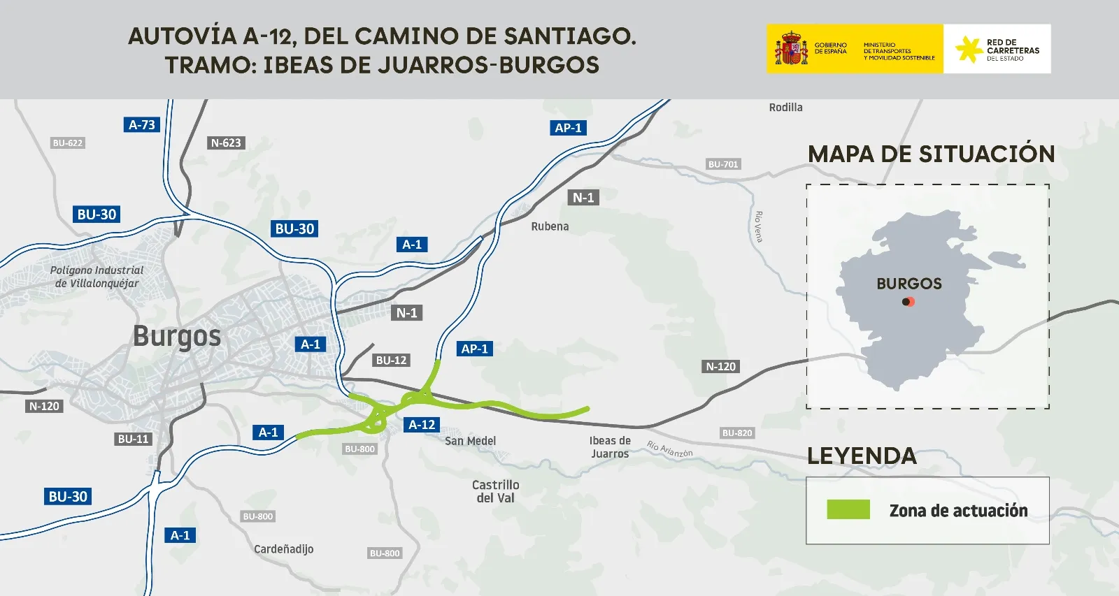 Aprueban el proyecto del tramo Ibeas de Juarros - Burgos de la autovía A-12