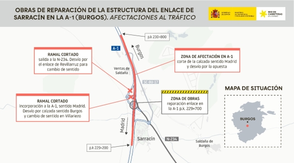Comienzan las obras del paso elevado de la A-1 en el enlace de Sarracín (Burgos)