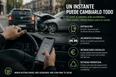 El precio de mirar el móvil al volante: más siniestros y reparaciones inviables