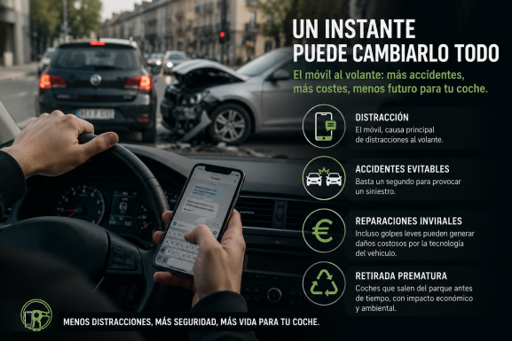 El precio de mirar el móvil al volante: más siniestros y reparaciones inviables