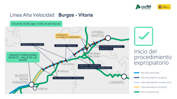 Avanza la construcción de la Variante Ferroviaria de Burgos dentro de la LAV Madrid–País Vasco–Frontera francesa