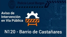 Trabajos de mantenimiento obligan a cortar la N-120  a su paso por el barrio burgalés de Castañares