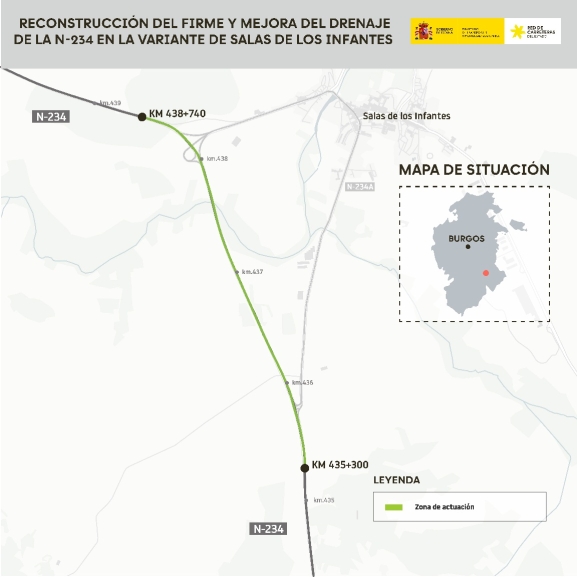 Transportes destina 6,3 millones a renovar por completo la variante de Salas de los Infantes en la N-234