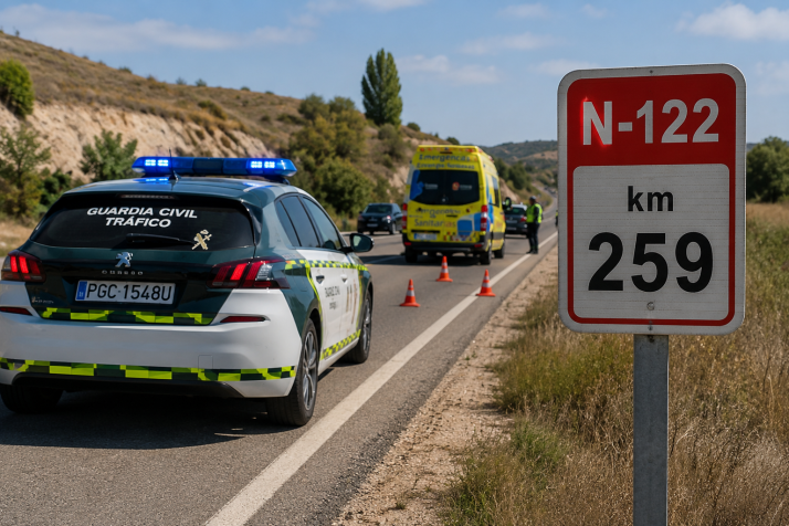 Colisión entre dos vehículos en la N-122 a la altura de Vadocondes deja una mujer herida