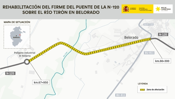 La N-120 permanecerá cerrada al tráfico en Belorado por obras en el puente sobre el río Tirón