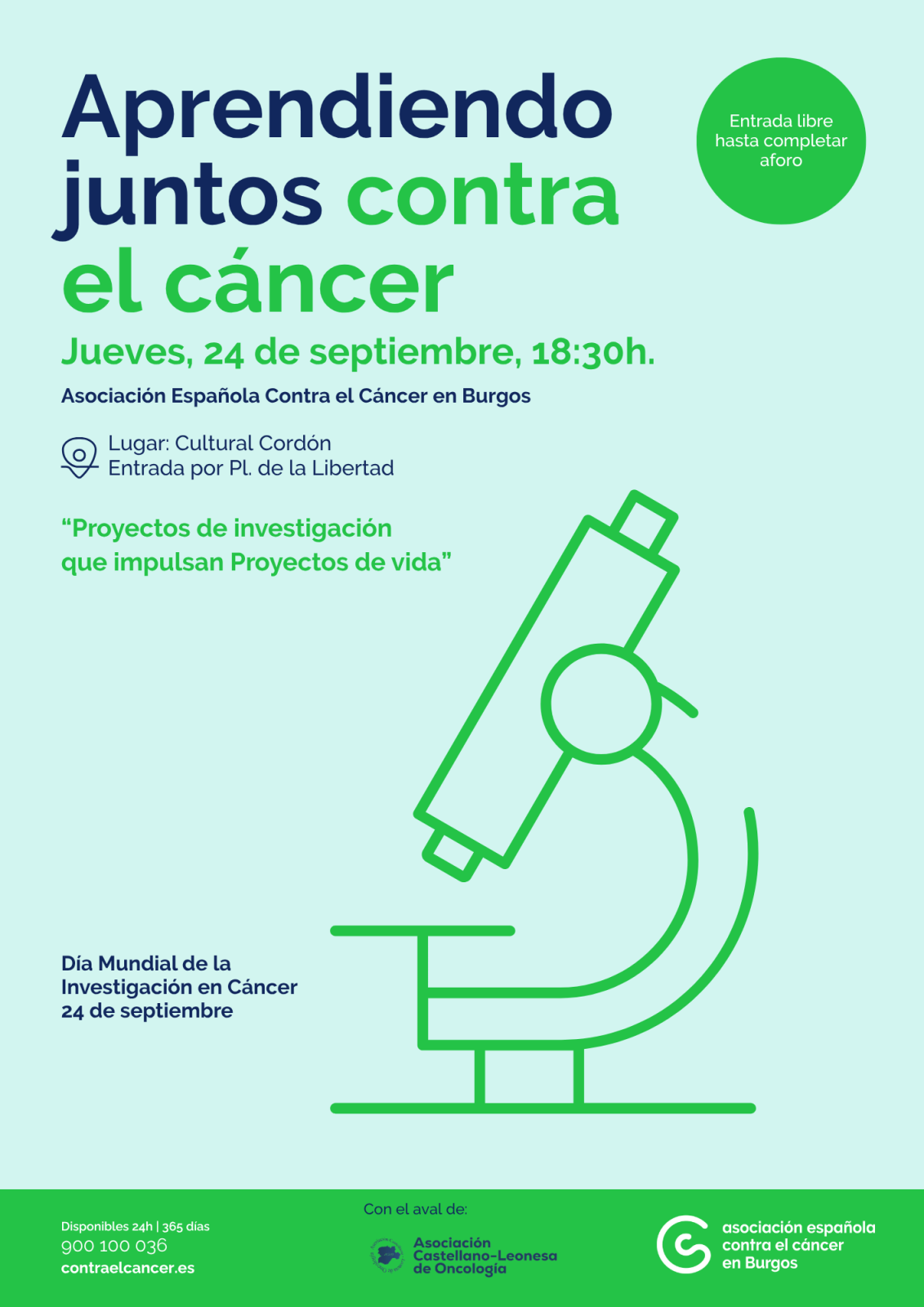 Burgos se suma al mensaje de la AECC para impulsar la investigación contra el cáncer