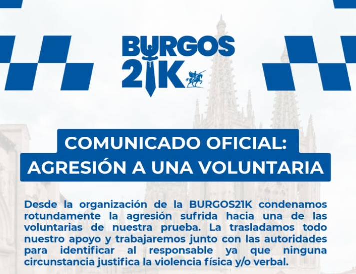 La Burgos21K condena la agresión sufrida por una voluntaria durante la Media Maratón